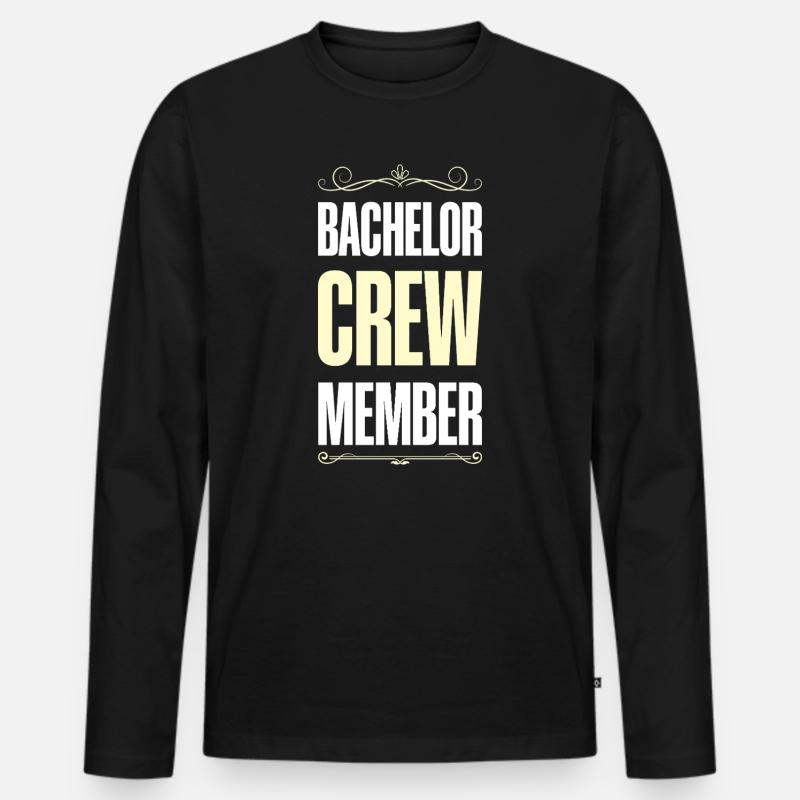 Bachelor Crew - Männer Premium Bio Langarmshirt - Schwarz