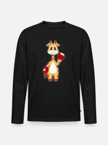 Giraffe Boxer Boxhandschuhe Boxen - Männer Premium Bio Langarmshirt - Schwarz