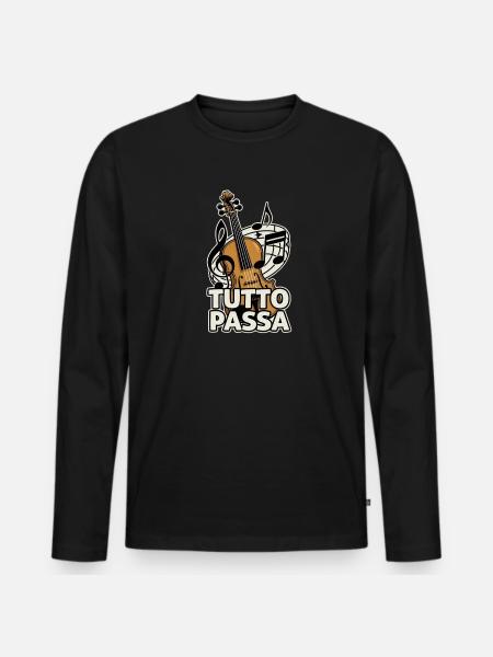 Tutto Passa Violine & Noten - Männer Premium Bio Langarmshirt - Schwarz