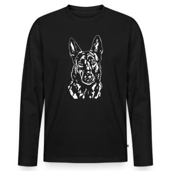 Holländischer Schäferhund Portrait Herder Wilsigns - Männer Premium Bio Langarmshirt - Schwarz - Vorne - Nico (187cm)