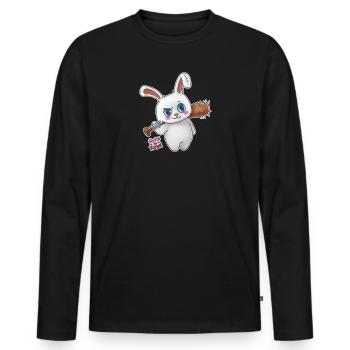 Bunny menace - mignon et grossier - T-shirt manches longues Premium bio Homme - noir - Devant - Nico (187cm)