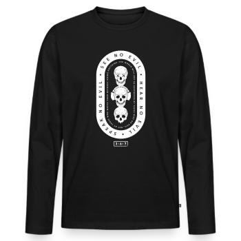 Ne voyez pas le mal, n’entendez pas le mal, ne dites pas le mal - T-shirt manches longues Premium bio Homme - noir - Devant - Nico (187cm)