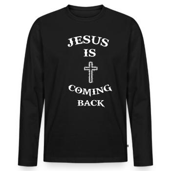 Jesus Christ Resurrection Savior Messiah Saying - Men's Premium Organic Long Sleeve Shirt - black - Front - Nico (187cm)