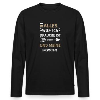 Alles Was Ich Brauche Ist Kaffee... - Männer Premium Bio Langarmshirt - Schwarz - Vorne - Nico (187cm)