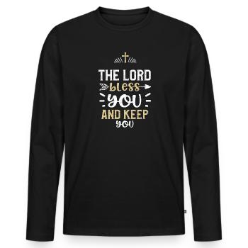 The Lord bless you and keep you - Men's Premium Organic Long Sleeve Shirt - black - Front - Nico (187cm)