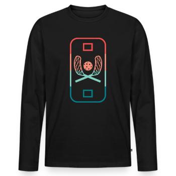 Floorball Playing Field Floorballer Retro Floorball - Men's Premium Organic Long Sleeve Shirt - black - Front - Nico (187cm)