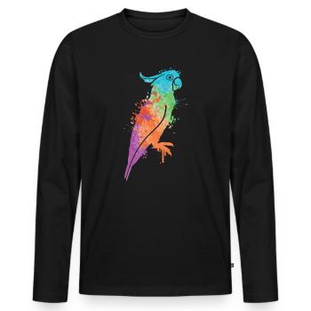 Cacatoès Cacatoès Enfants Filles Femmes Oiseau Perroquet - T-shirt manches longues Premium bio Homme - noir - Devant - Nico (187cm)