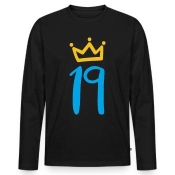 19e anniversaire 19 ans Félicitations Félicitations - T-shirt manches longues Premium bio Homme - noir - Devant - Nico (187cm)