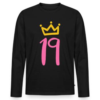 19th birthday Krone - Men's Premium Organic Long Sleeve Shirt - black - Front - Nico (187cm)