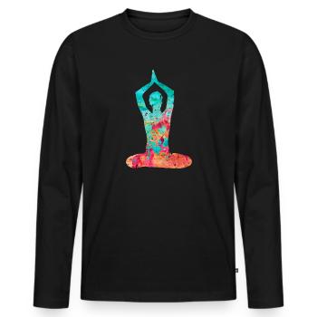 Yoga and Pilates in PopArt - Men's Premium Organic Long Sleeve Shirt - black - Front - Nico (187cm)