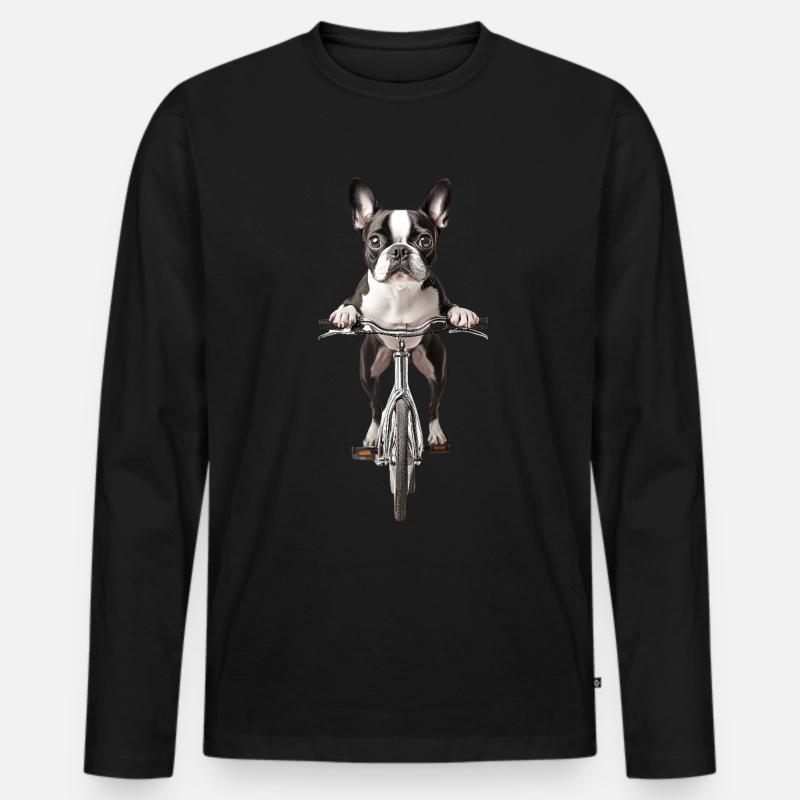 Boston Terrier - Männer Premium Bio Langarmshirt - Schwarz