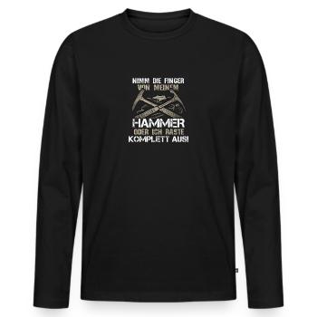 Finger vom Hammer! - Geologe Petrologie Geologie - Männer Premium Bio Langarmshirt - Schwarz - Vorne - Nico (187cm)