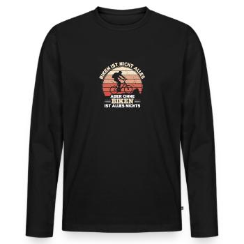 Ohne Biken - Mountainbiker Mountainbike - Männer Premium Bio Langarmshirt - Schwarz - Vorne - Nico (187cm)