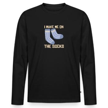 On the socks - Denglish Sayings Denglisch - Men's Premium Organic Long Sleeve Shirt - black - Front - Nico (187cm)