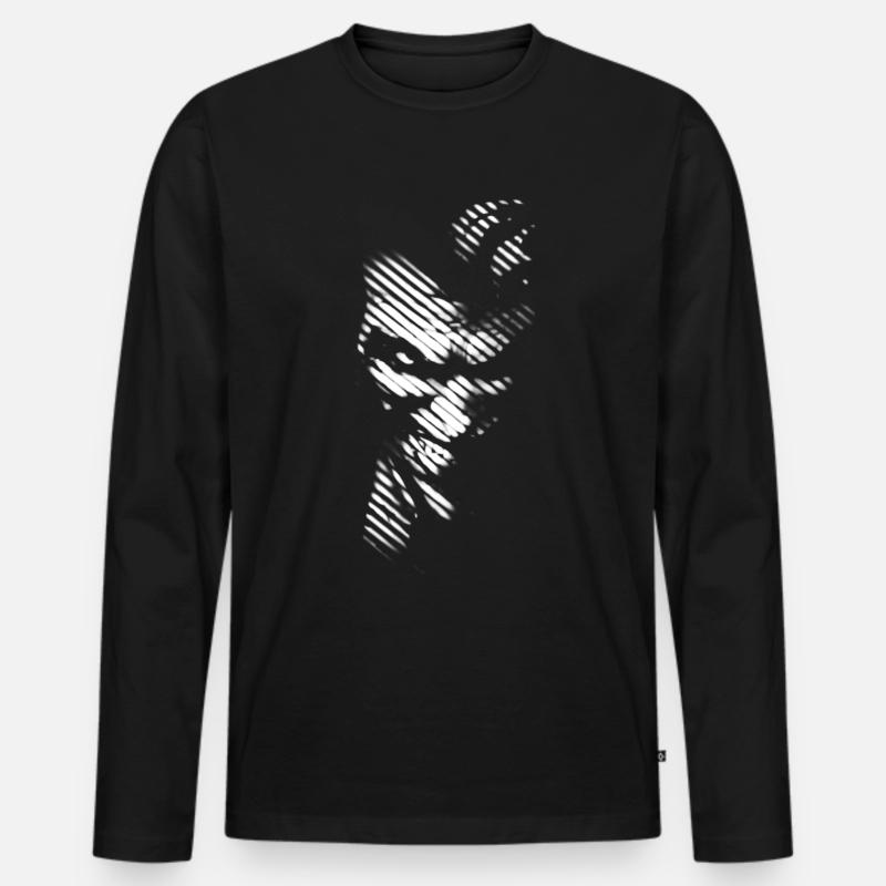 Batman Joker 'black & white' Gesicht - Männer Premium Bio Langarmshirt - Schwarz