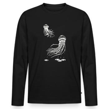 Méduses - Animaux marins - Mediteran - T-shirt manches longues Premium bio Homme - noir - Devant - Nico (187cm)