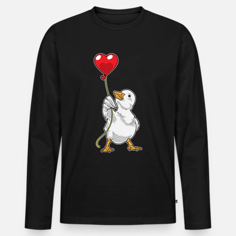 Ente Luftballon - Männer Premium Bio Langarmshirt - Schwarz