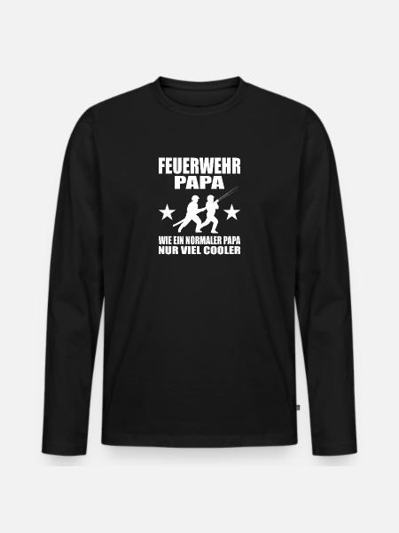 Papa - Männer Premium Bio Langarmshirt - Schwarz
