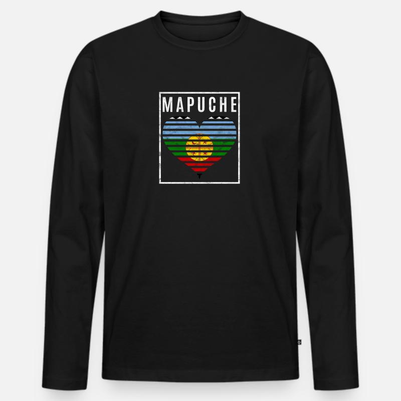 Mapuche - Männer Premium Bio Langarmshirt - Schwarz