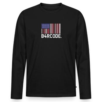 B4RCODE. États-Unis - T-shirt manches longues Premium bio Homme - noir - Devant - Nico (187cm)