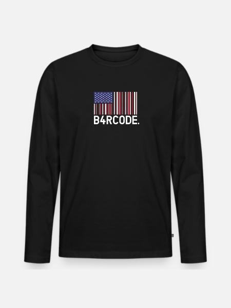 B4RCODE. USA - Männer Premium Bio Langarmshirt - Schwarz