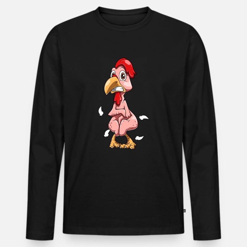 Gerupftes Huhn - Männer Premium Bio Langarmshirt - Schwarz