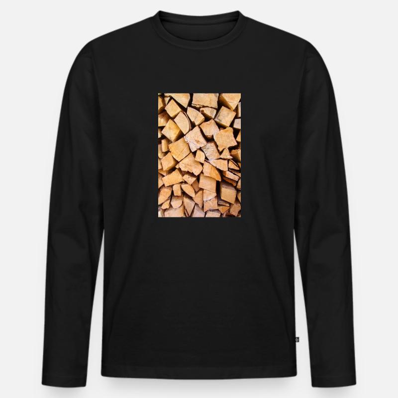 Stack of split beech wood - Men's Premium Organic Long Sleeve Shirt - black