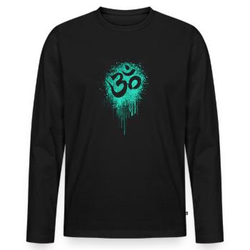 Psychédelic Om Goa Psytrance Splash - T-shirt manches longues Premium bio Homme - noir - Devant - Nico (187cm)