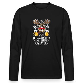 hässliches Weihnachtsbier Rudolph - Männer Premium Bio Langarmshirt - Schwarz - Vorne - Nico (187cm)