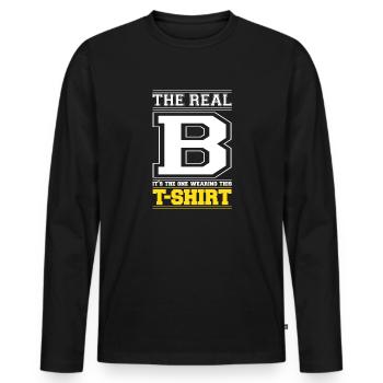 INITIAL B - LETTER B - Men's Premium Organic Long Sleeve Shirt - black - Front - Nico (187cm)