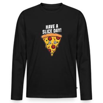 Haben Sie einen Schnitzel Tag Pizza italienische Gerichte Geschenk - Männer Premium Bio Langarmshirt - Schwarz - Vorne - Nico (187cm)