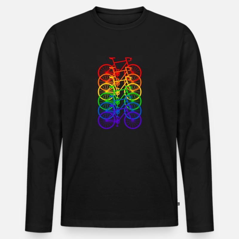 Fahrrad Regenbogen - Männer Premium Bio Langarmshirt - Schwarz