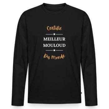 Certifié meilleur mouloud du monde - T-shirt manches longues Premium bio Homme - noir - Devant - Nico (187cm)