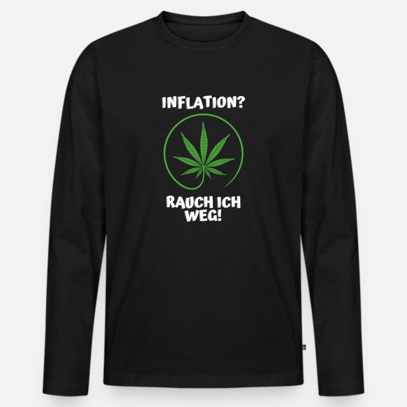 Inflation? Rauch ich weg - Männer Premium Bio Langarmshirt - Schwarz