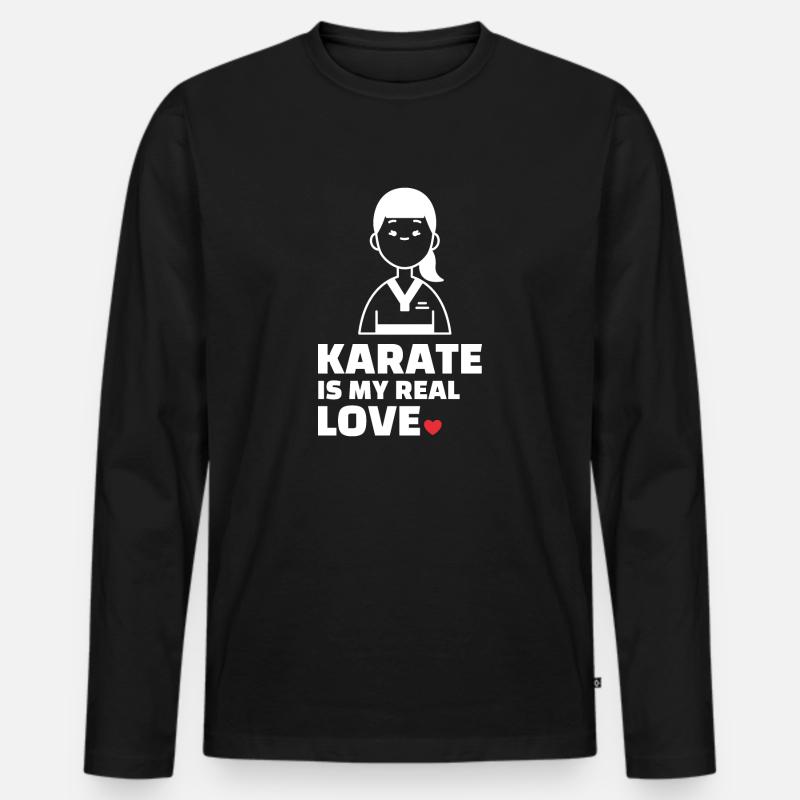 Ich Liebe Karate - Männer Premium Bio Langarmshirt - Schwarz