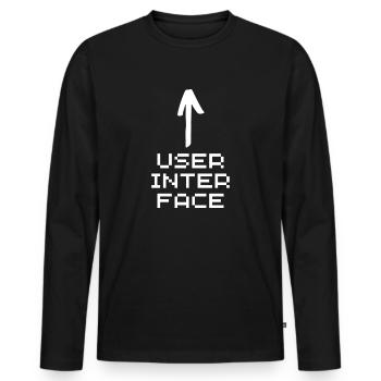 Interface utilisateur blanc - T-shirt manches longues Premium bio Homme - noir - Devant - Nico (187cm)