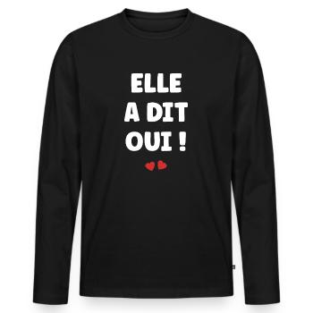 Elle a dit oui - T-shirt manches longues Premium bio Homme - noir - Devant - Nico (187cm)