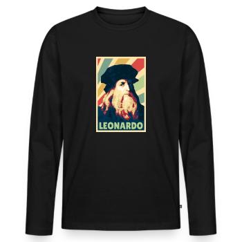 Leonardo da Vinci Vintage Farben - Männer Premium Bio Langarmshirt - Schwarz - Vorne - Nico (187cm)