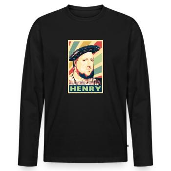 Rey Henry 8 colores vintage - T-shirt manches longues Premium bio Homme - noir - Devant - Nico (187cm)