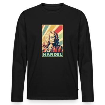 Georg Friedrich Händel Vintage Farben - Männer Premium Bio Langarmshirt - Schwarz - Vorne - Nico (187cm)