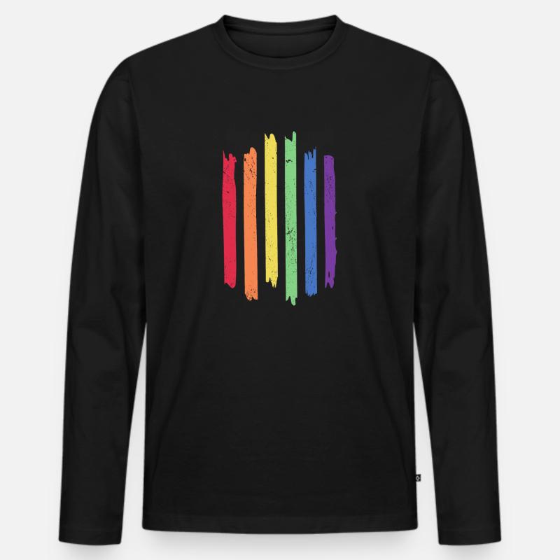 Regenbogenfarben - Männer Premium Bio Langarmshirt - Schwarz