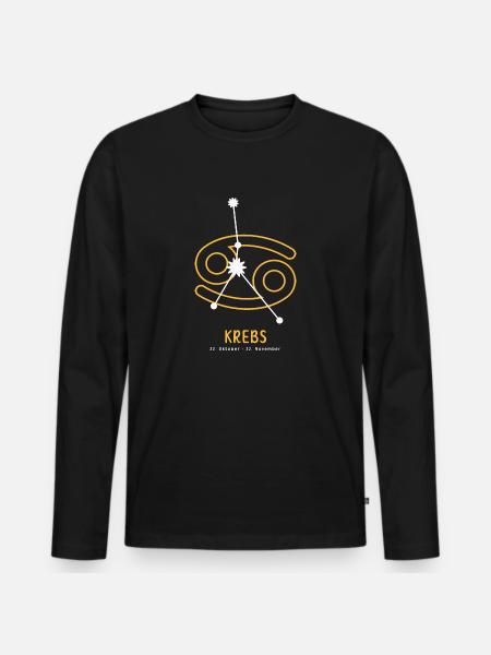 Sternzeichen Illustration Krebs - Männer Premium Bio Langarmshirt - Schwarz