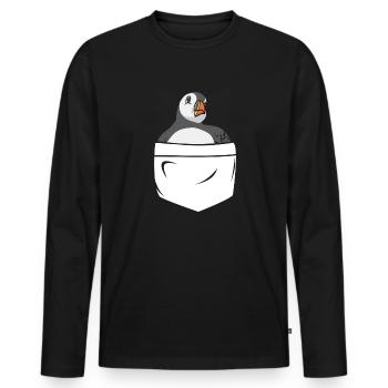 puffin puffin auke birds Lunde - Men's Premium Organic Long Sleeve Shirt - black - Front - Nico (187cm)