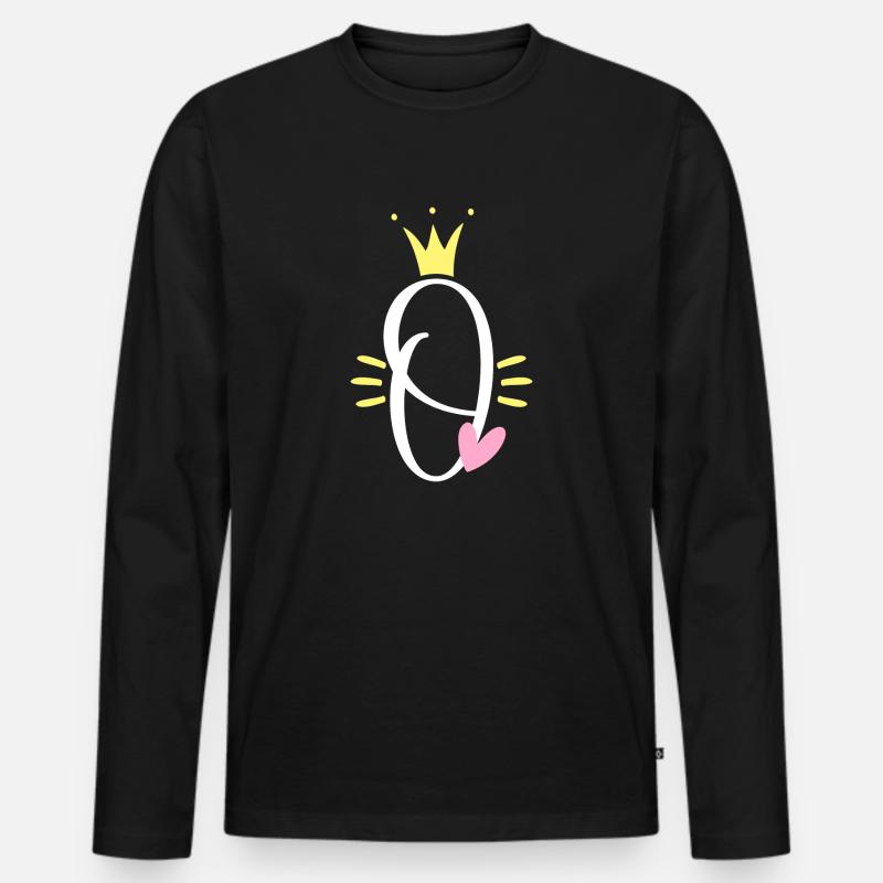 Buchstabe O Anfangsbuchstabe Krone - Männer Premium Bio Langarmshirt - Schwarz