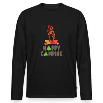 Feu de camping - T-shirt manches longues Premium bio Homme - noir - Devant - Nico (187cm)