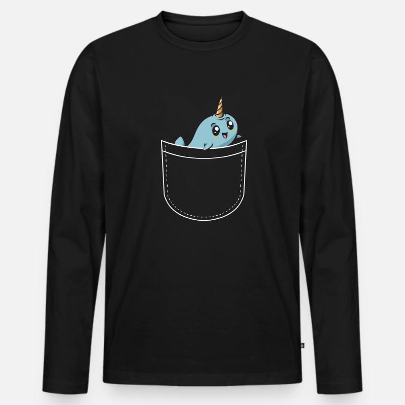 Narwal Einhornwal - Männer Premium Bio Langarmshirt - Schwarz