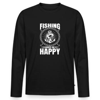 fisch, fisch, angeln, see, meer, angeln, fauna, exotisch - Männer Premium Bio Langarmshirt - Schwarz - Vorne - Nico (187cm)