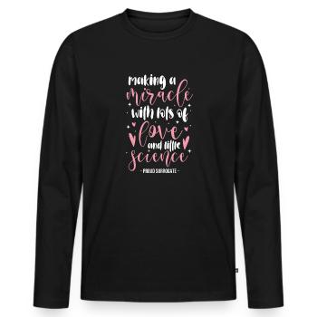 Faire un miracle avec beaucoup d’amour et peu - T-shirt manches longues Premium bio Homme - noir - Devant - Nico (187cm)