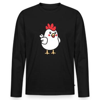 Chicken - Men's Premium Organic Long Sleeve Shirt - black - Front - Nico (187cm)