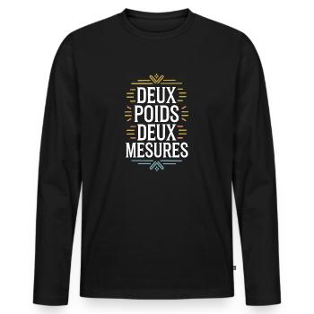 Deux poids deux mesures - T-shirt manches longues Premium bio Homme - noir - Devant - Nico (187cm)